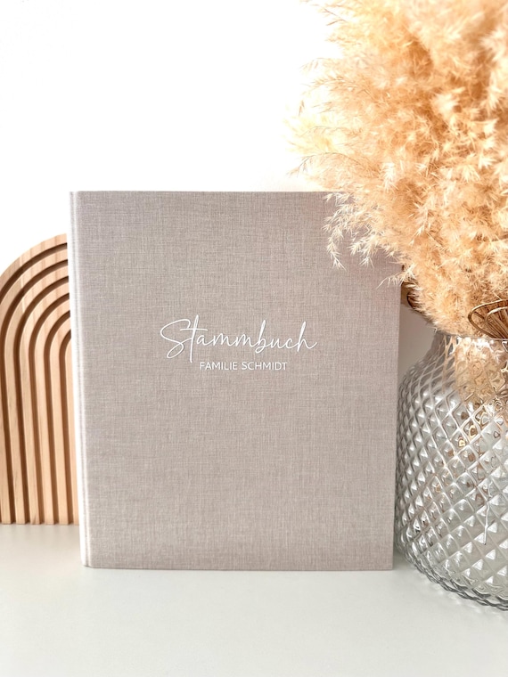 Personalisiertes Stammbuch Leinen | Paar-Ordner | DIN A4 oder A5 | Dokumente Familie | Hochzeit | Standesamtliche Trauung |Geburtsurkunden