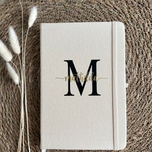 Personalized notebook A5 made of cotton 100% recycled | Gifts for him and her | birthday | Diary | Study | lined pages