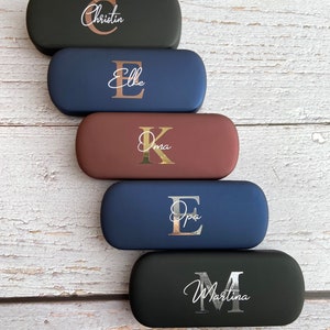 Personalized glasses case hard shell with name and initial individual gift idea image 3