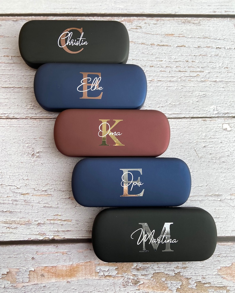 Personalized glasses case hard shell with name and initial individual gift idea image 3