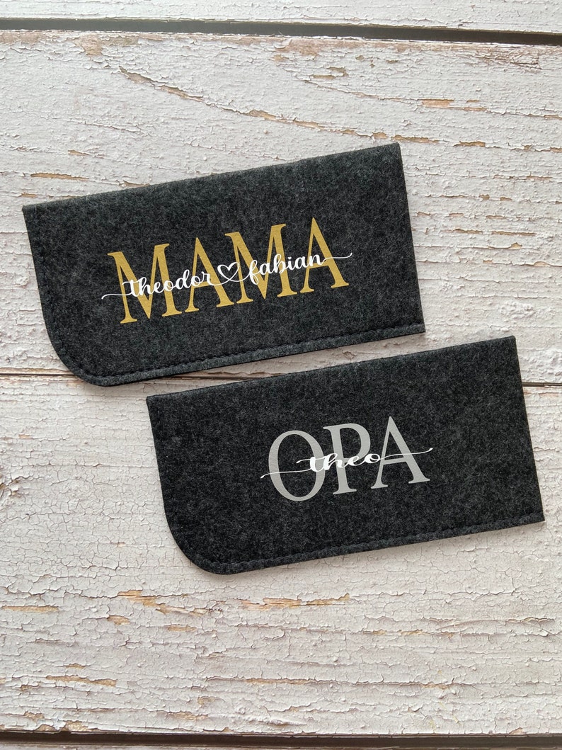 Personalisiertes Brillenetui aus Filz Muttertag Vatertag Mom Mama Oma Papa Opa Bild 3