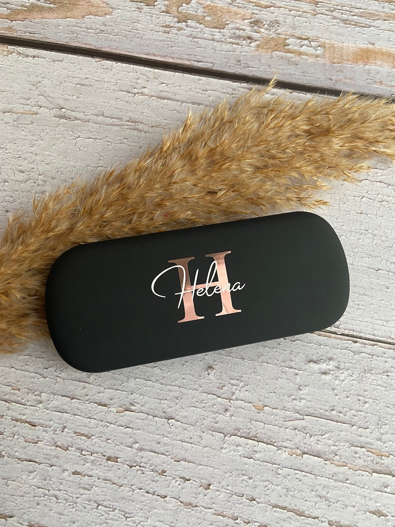 Personalized glasses case hard shell with name and initial individual gift idea image 1