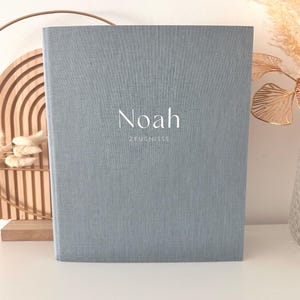 Personalisierte Zeugnismappe aus Leinen | Ordner DIN A4 | Geschenk Einschulung | Schulkind Zeugnisordner | Mädchen | Junge | Zwischenzeugnis