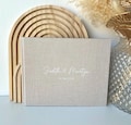 Personalized linen guest book with 100 pages | Wedding | Engagement | Anniversary | Birthday | Farewell | Congratulations to the bride and groom product logo