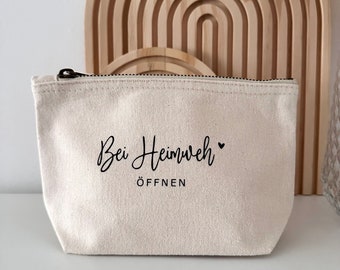 Cotton cosmetic bag “Open when homesick” | School trip | Au pair | Semester abroad | Travel | Emigration | Study | Moving |