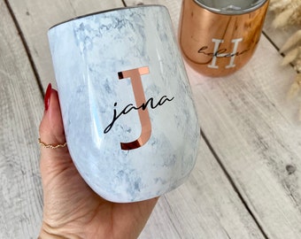Thermo mug / cup personalized in marble look | Coffee mug to go | Birthday | personalized gifts for him and her | Colleague