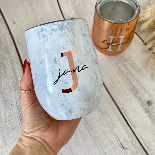 Thermobecher / Tasse personalisiert in Marmor Optik | Kaffeebecher to go | Geburtstag | personalisierte Geschenke für Sie und Ihn | Kollegin