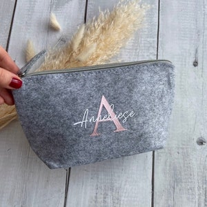 Personalized felt cosmetic bag Individual gifts with name and initial image 1