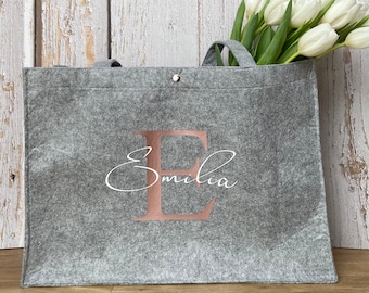 Personalisierte Tasche aus Filz | Shopper | Einkaufstasche mit Initial und Namen | Personalisierte Geschenke | Geburtstag | Mama | Freundin