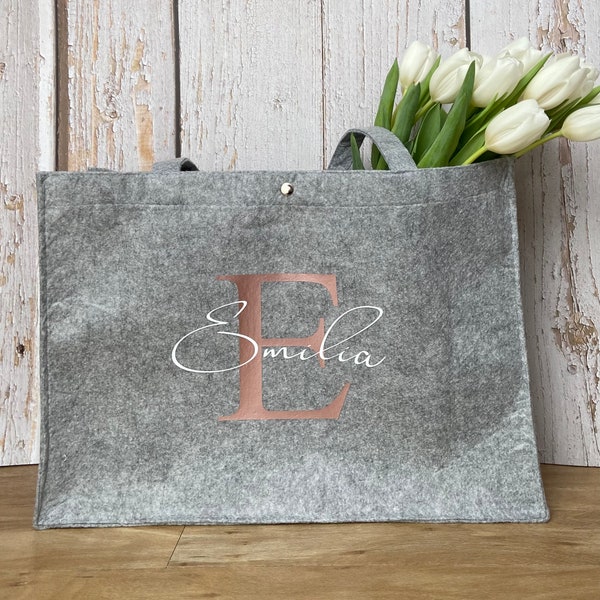 Personalized felt bag | Shoppers | Shopping bag with initial and name | Personalized Gifts | birthday | Mom | Girlfriend