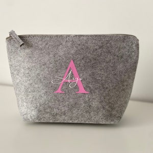 Personalized felt cosmetic bag Individual gifts with name and initial image 4