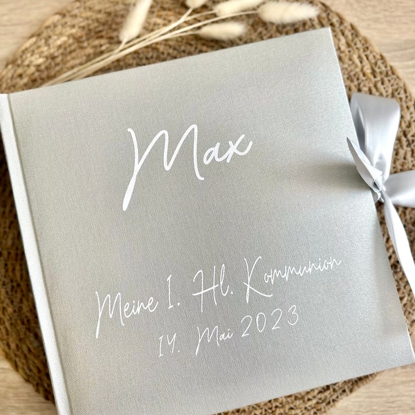 Personalisiertes Fotoalbum mit Schleife | Geschenke zur Geburt | Konfirmation | Kommunion | Hochzeit | Geburtstag | Taufe | Firmung