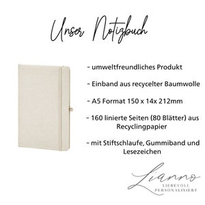Personalisiertes Notizbuch A5 Baumwolle 100% recycelt Geschenke für Ihn und Sie Abitur Studium Bachelor Tagebuch Ideen Mindset Bild 2