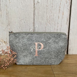 Personalized felt cosmetic bag Individual gifts with name and initial image 6