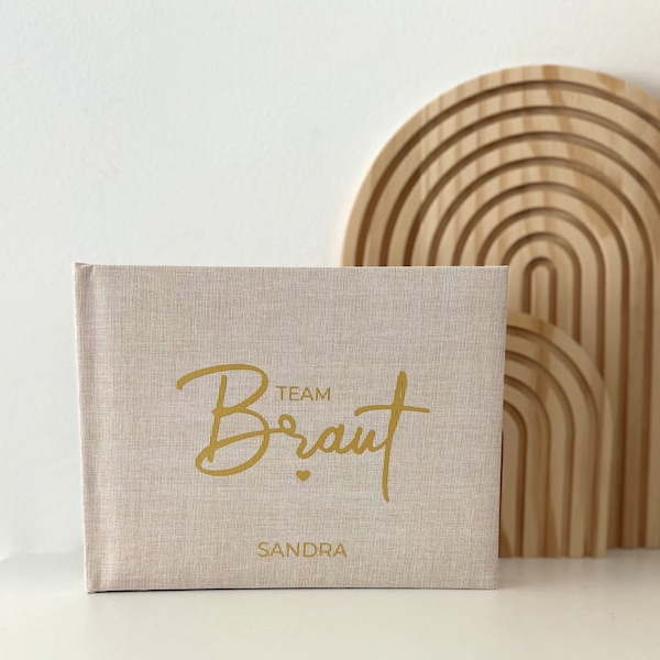 Leinen Fotoalbum „Team Braut“ personalisiert | Hochzeit | JGA | Erinnerungen | Geschenk für Braut | Brautpaar | Trauzeuge | Brautjungfer