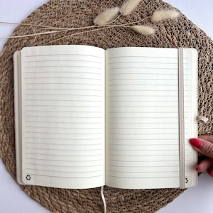 Personalisiertes Notizbuch A5 aus Baumwolle 100% recycelt Geschenke für Sie und Ihn Geburtstag Tagebuch Studium linierte Seiten Bild 5