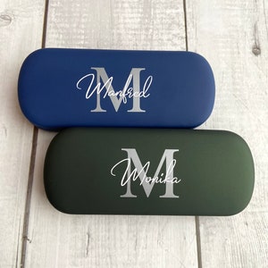 Personalized glasses case hard shell with name and initial individual gift idea image 2