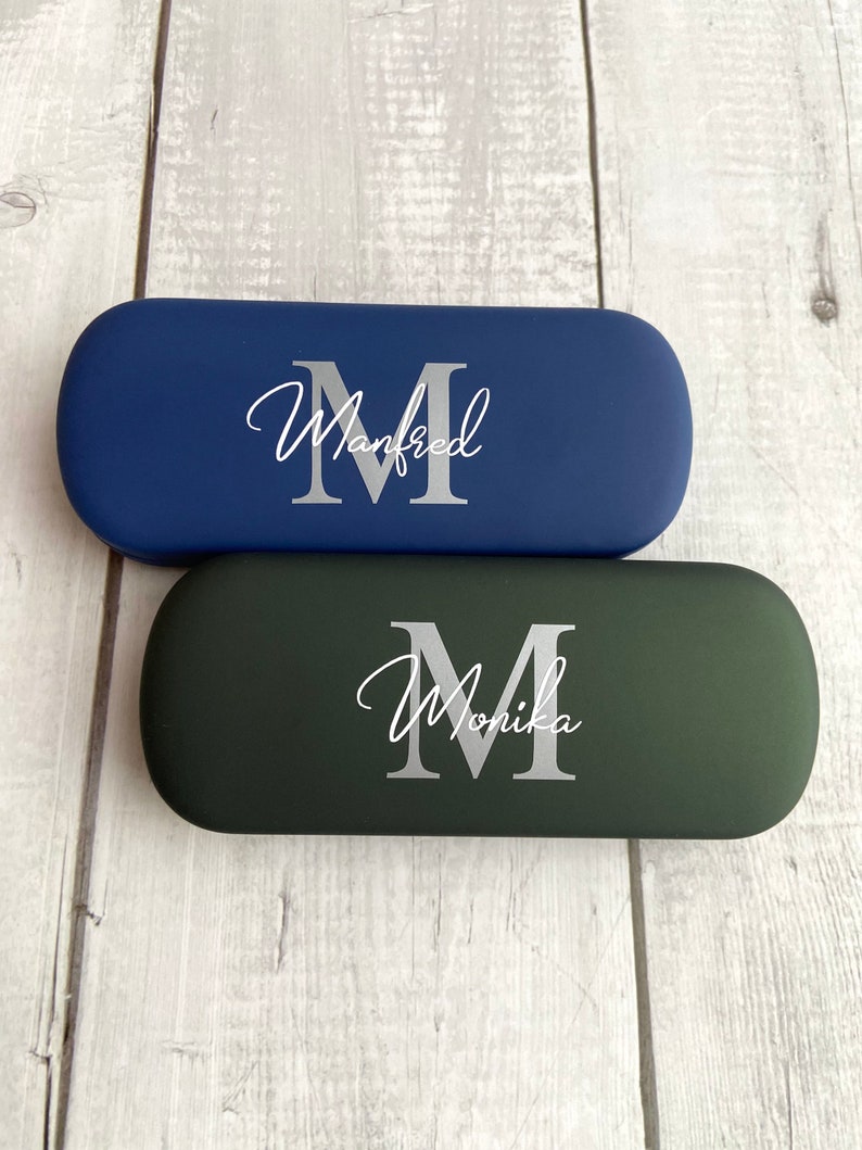 Personalized glasses case hard shell with name and initial individual gift idea image 2