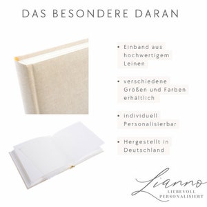 Personalisiertes Fotoalbum Leinen Geburtstag Babyalbum Konfirmation Firmung Taufe Geschenk Baby Geburt Kommunion Jubiläum zdjęcie 5