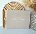 Personalized linen guest book with 100 pages | Wedding | Engagement | Anniversary | Birthday | Farewell | Congratulations to the bride and groom product logo