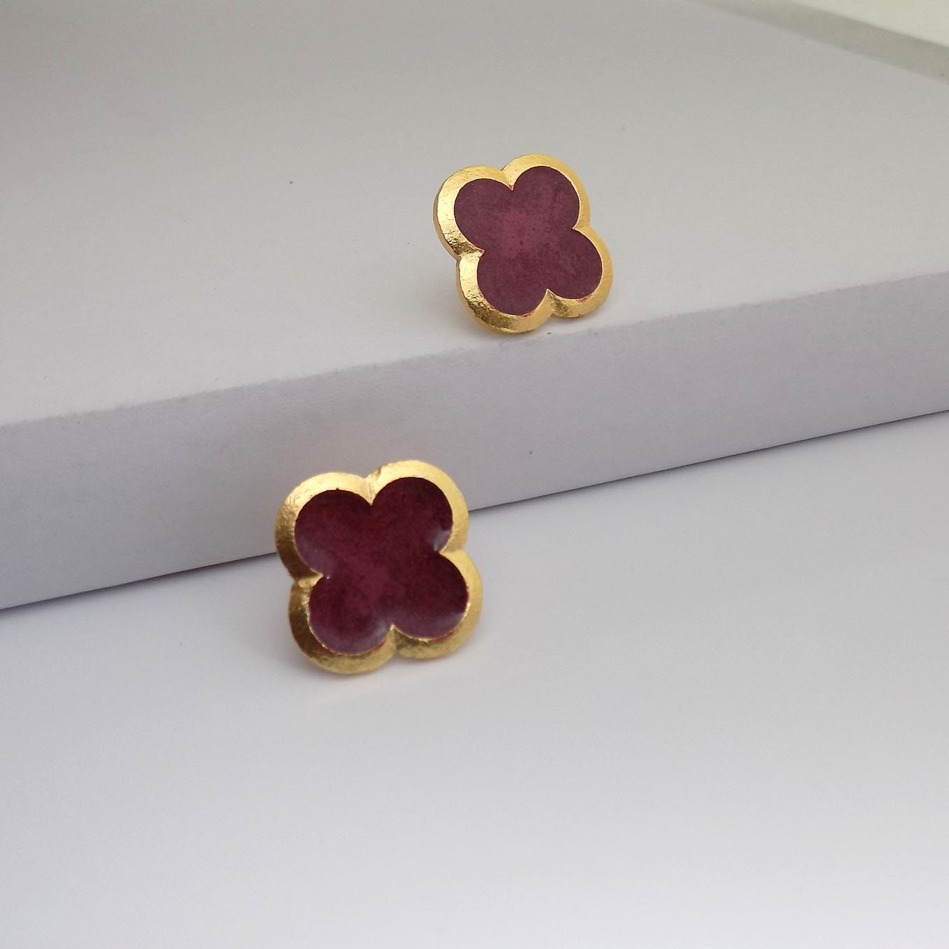 18k Gold plated Clover EarringsFour Leaf Clover EarringsGift Etsy