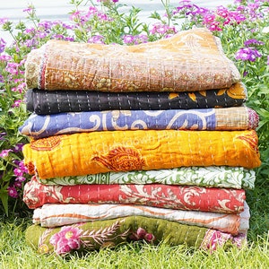 Indian Knitted Quilt or bedspread with decorative stitching