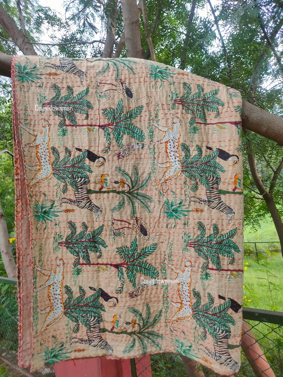 Boho couvre-lit courtepointe bohème literie couvre-lit courtepointe kantha courtepointe en coton fait main décoration intérieure canapé jeté couverture couvre-lit Kantha