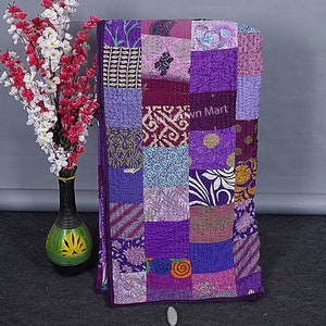 Silk Patchwork Quilts for sale handmade blankets and throws bed covers