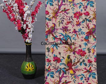 Floral bedspread boho lightweight cotton comforter indian bedding kantha quilt