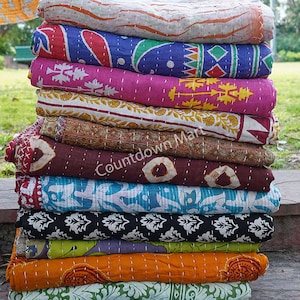 Vintage Kantha Quilt Indian Kantha Quilt Kantha Bedcover Cotton Blanket Throw
