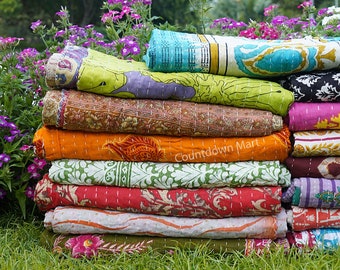 Wholesale Lot Of Indian Vintage Kantha Quilt Handmade Throw Reversible Blanket Bedspread Cotton Fabric Vintage quilt