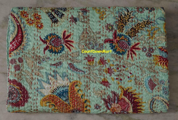 bohemian bed cover kantha embroidery bed sheets wall hanging quilts for gifts