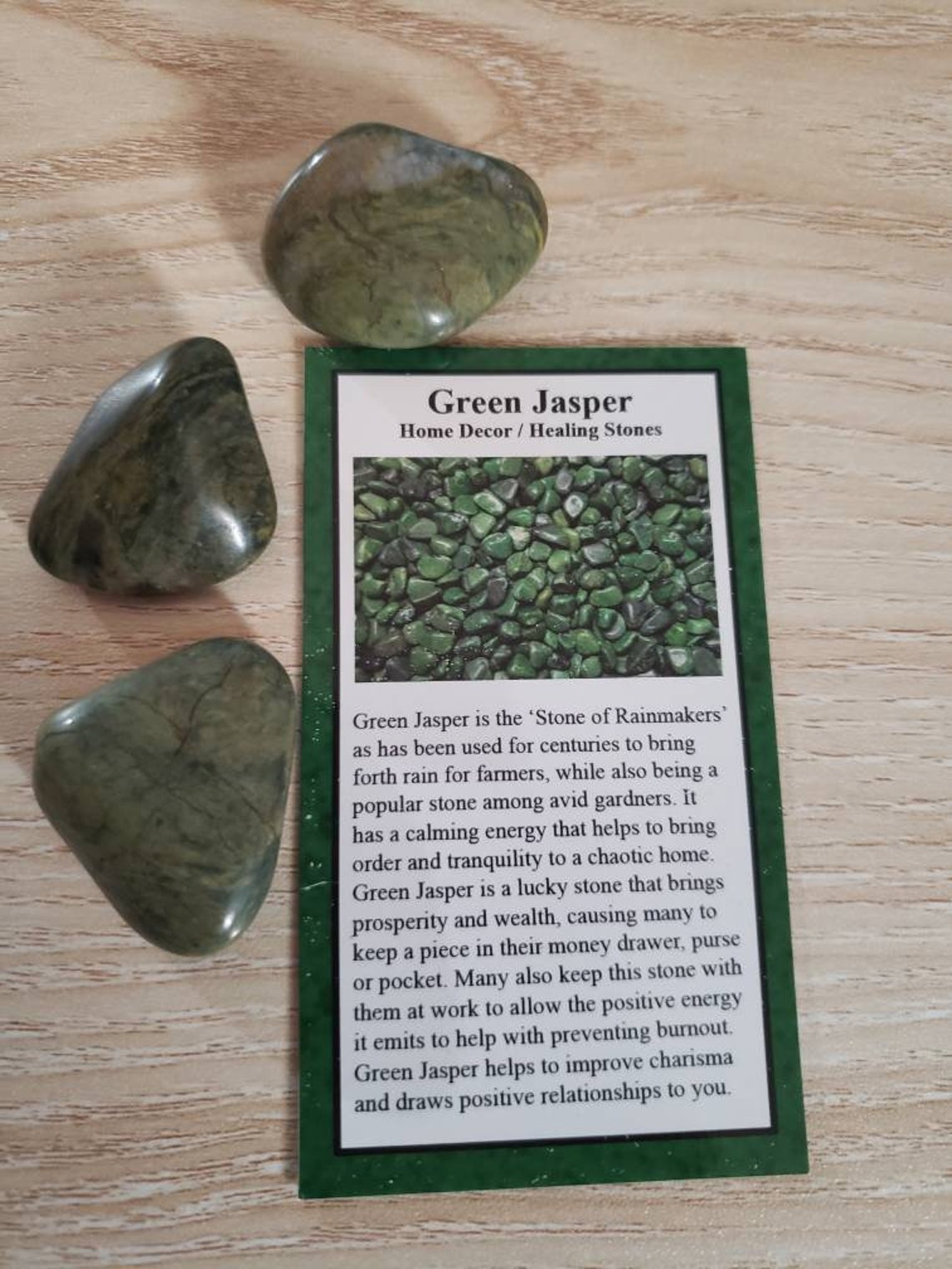 Green jade tumbled stones AA grade Green Jasper Healing Etsy