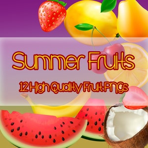 Selección de imágenes prediseñadas PNG de frutas de verano