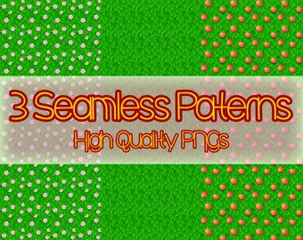 3 Cute Seamless Leafy PNG Background Patterns