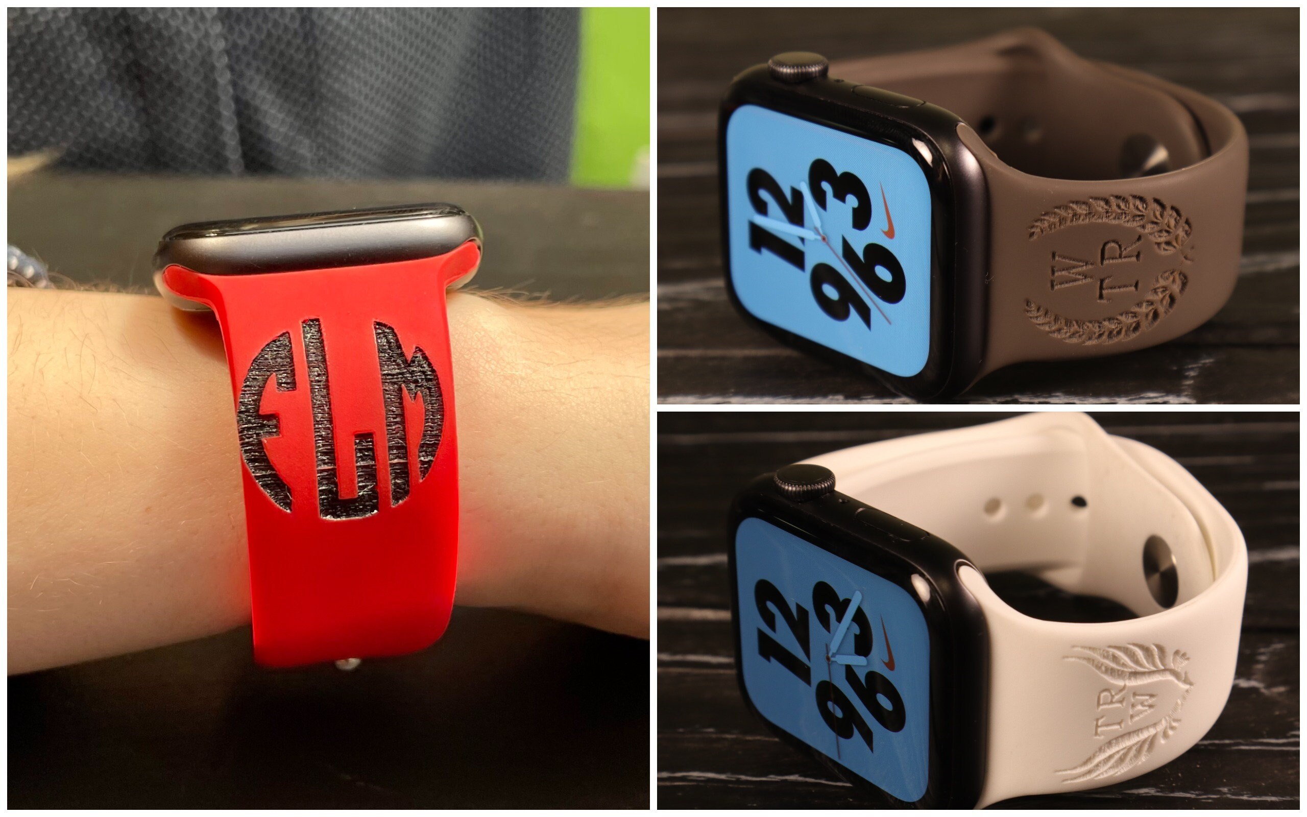 Monogram Band for Apple Watch Engraved Silicone Strap for Etsy