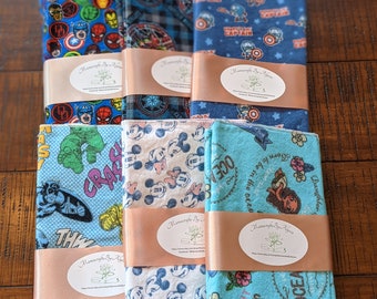 Pop Culture Burp Cloths (Set of 3, 2-Ply Flannel) - superheros, princess, mouse