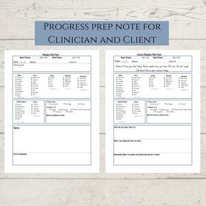 Clinicians Progress Prep Note Plus, Printable Psychotherapy Check List Tool, Counseling Worksheet, Client Treatment Planning, Mental Health