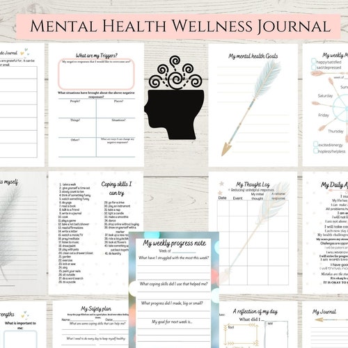Mental Health Planner Goals Mood Tracker Wellness - Etsy