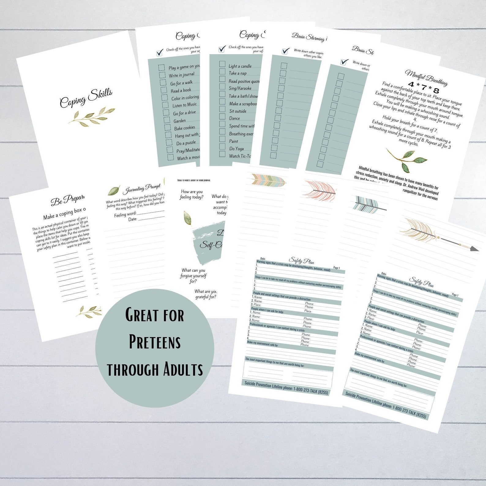 Coping Skills Printable Journal Preteens to Adults Safety - Etsy