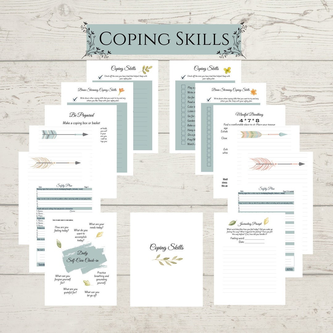 Coping Skills Printable Journal Preteens to Adults, Safety Crisis Plan