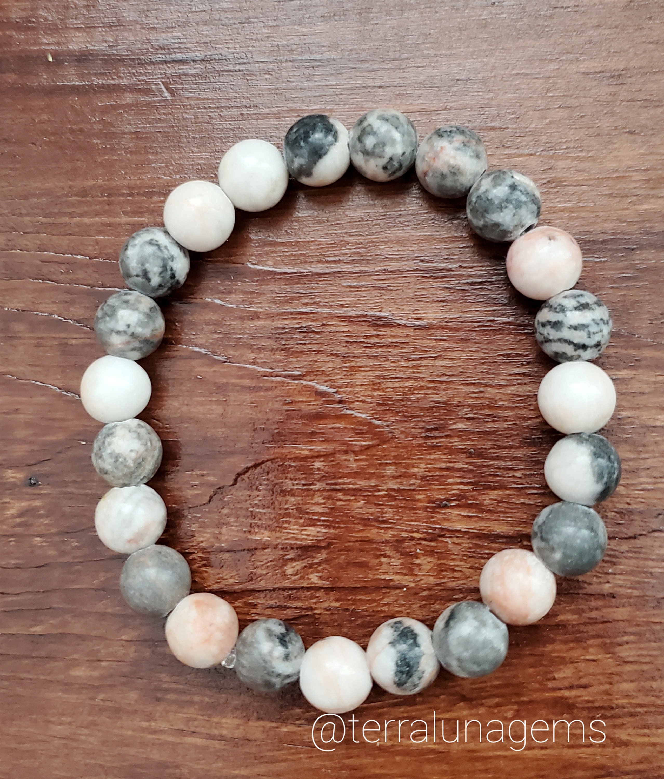 8mm Pink Zebra Jasper Bracelet Etsy