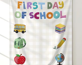 First Day of School Patchwork Banner, First Day of School Classroom Tapestry, First Day of School Photo Backdrop, First Day of School Banner