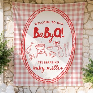 BabyQ Baby Shower Banner, Barbecue Baby Shower Decor, BabyQ Banner Welcome Sign, BabyQ Personalized Photo Backdrop