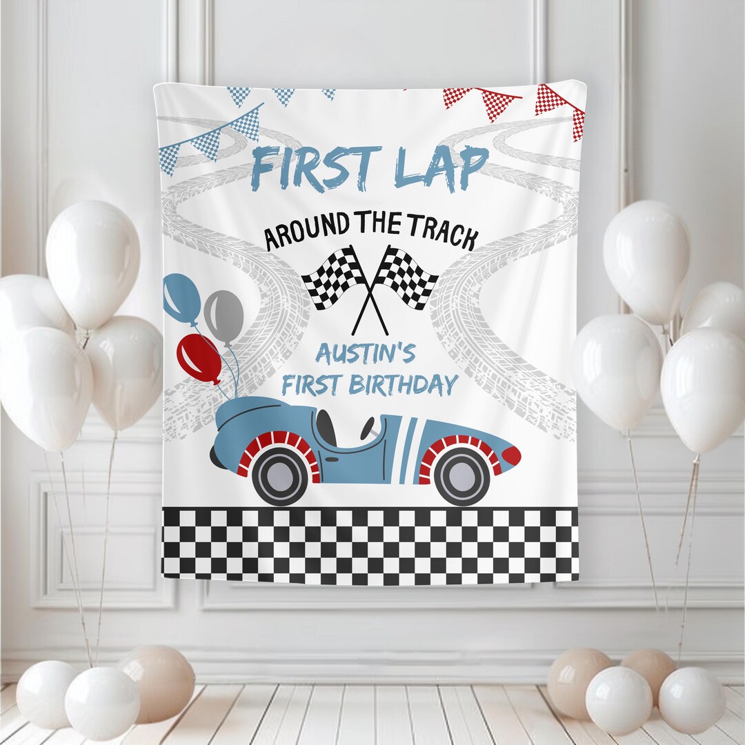 First Lap Around the Track First Birthday Banner, First Lap Around the ...
