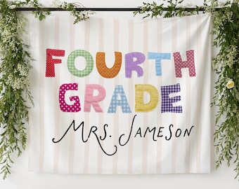 Fourth Grade Classroom Banner, Fourth Grade Teacher Classroom Decor, Classroom Tapestry, Fourth Grade Classroom Banner