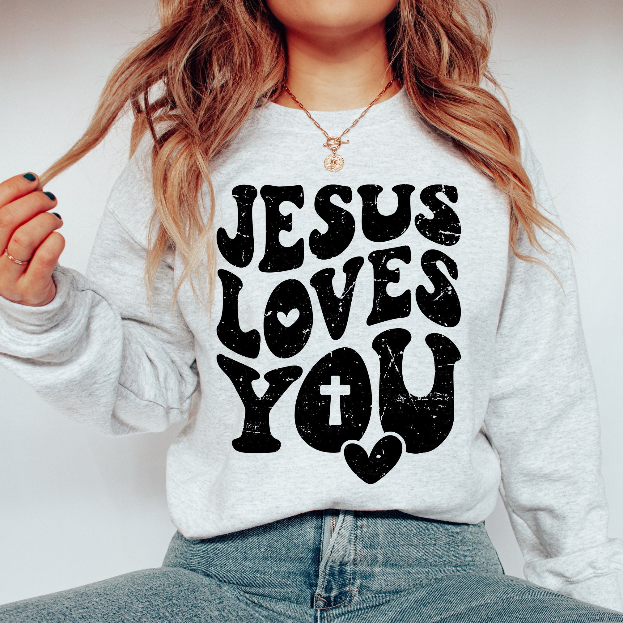Jesus Loves You Always Fleece Sweatshirt - Ice Grey