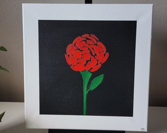 Original Acrylic Rose Painting: Floral Art on Canvas 12"x12"
