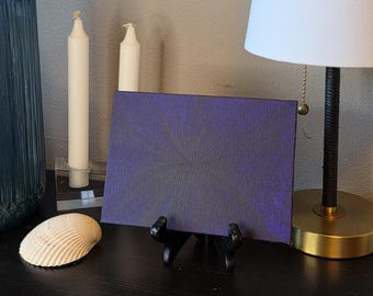 Small and Affordable Deep Purple Flower Art, 5"x7" Acrylic Floral Painting