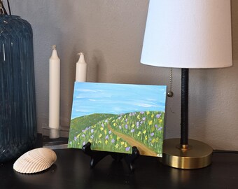 Original Meadow Artwork, 5"x7" Unique Landscape Acrylic Painting